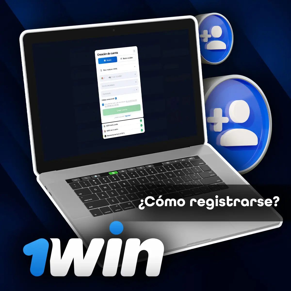 Formulario de inscripción de 1Win casino online.