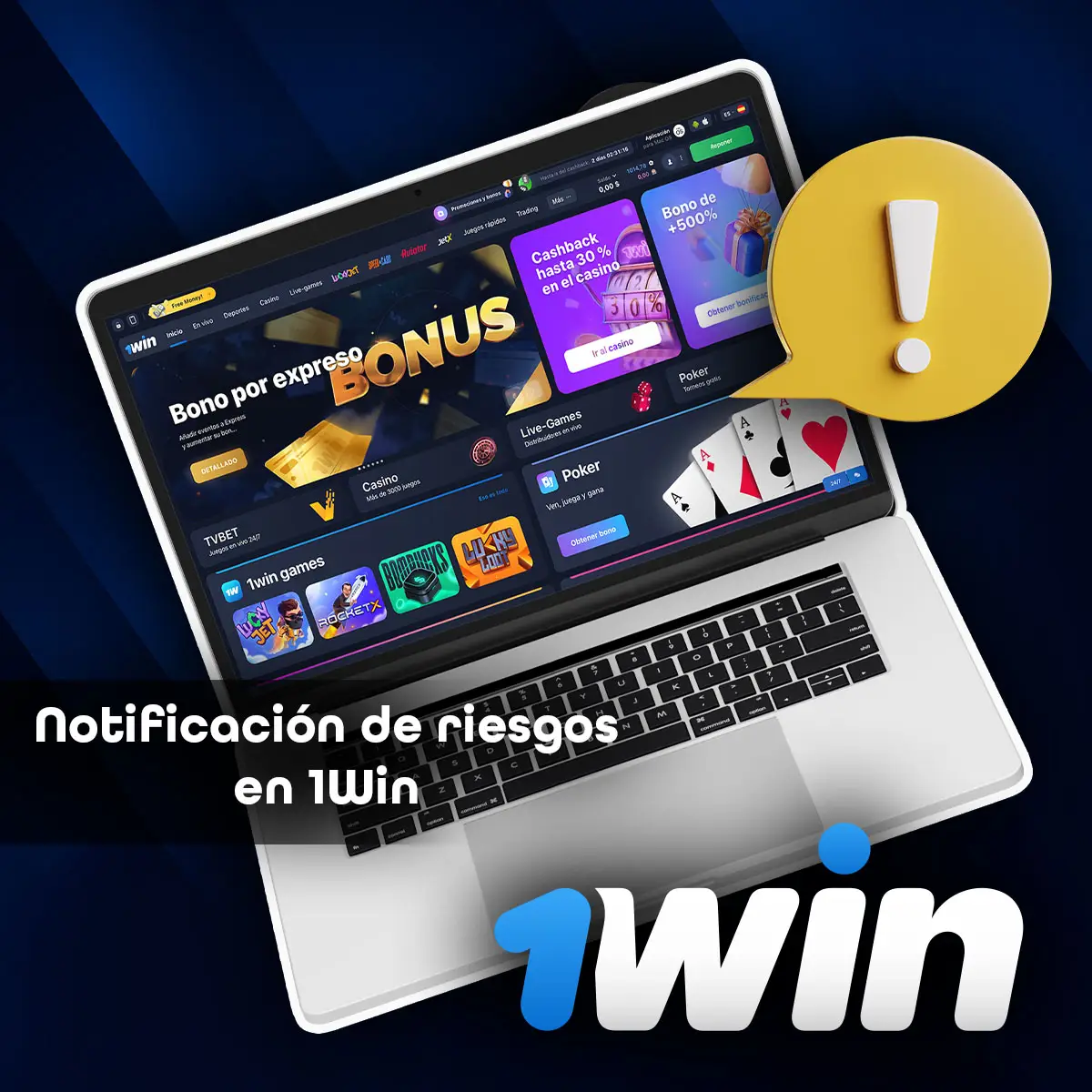 Advertencia sobre los riesgos vinculados a las apuestas deportivas o a los juegos de azar en 1Win.