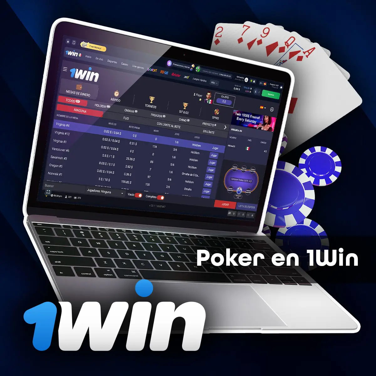 Póker en la aplicación móvil de 1win