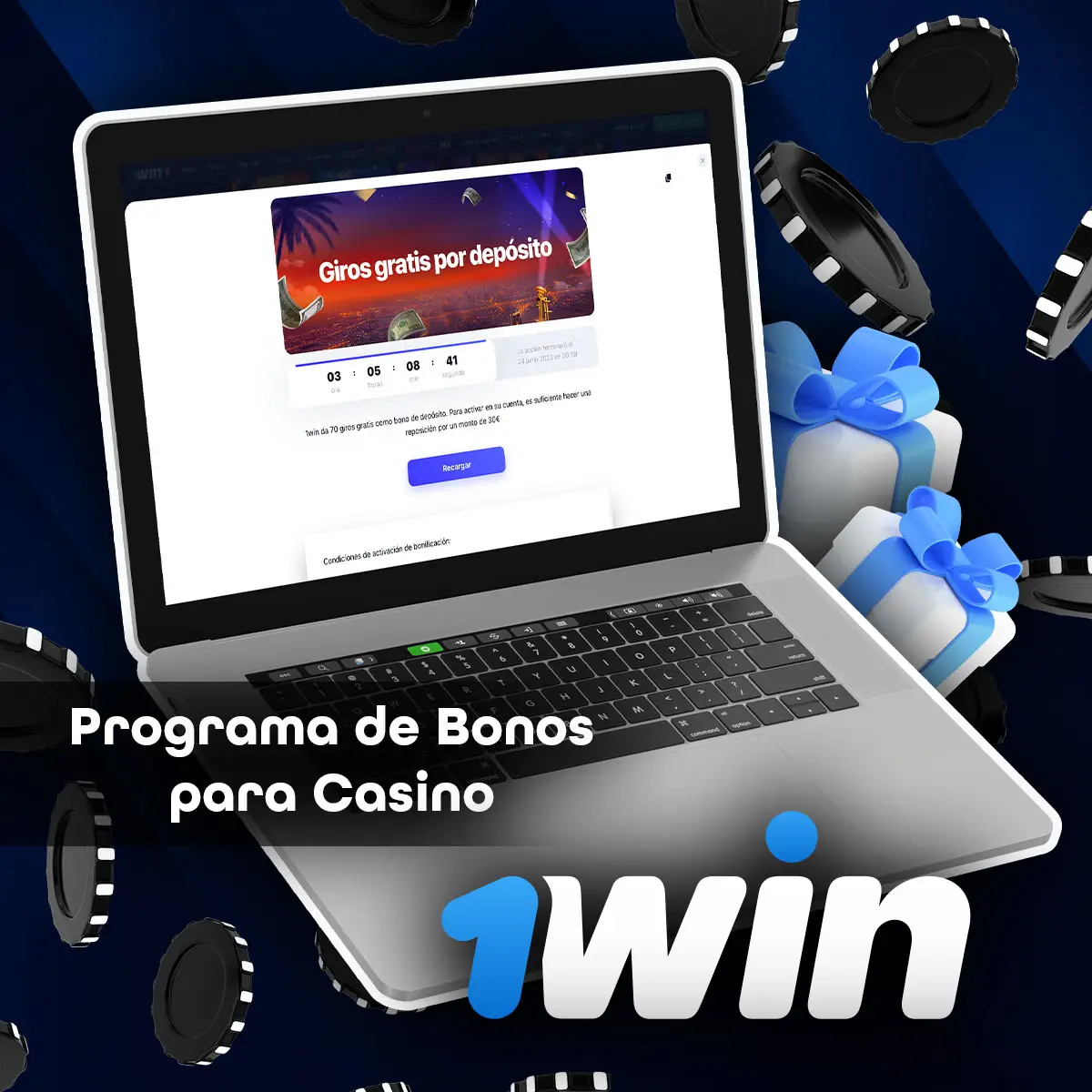 A continuación se muestra, paso a paso, cómo acceder a la bonificación del casino en 1Win, junto a los términos y condiciones: