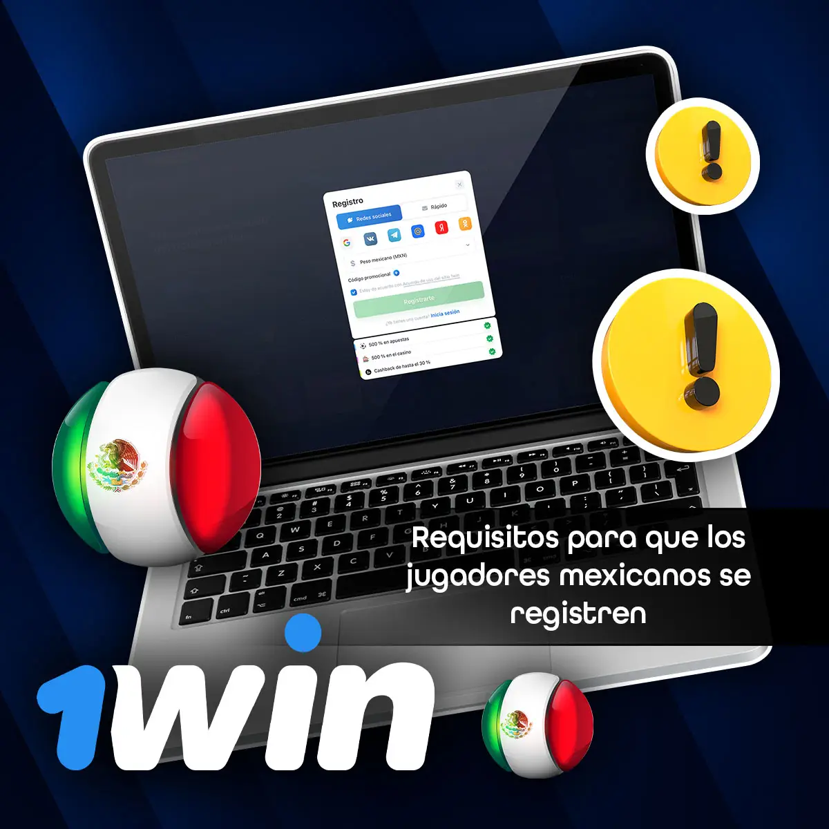 Resumen de los requisitos esenciales para que los nuevos usuarios registren su cuenta en 1Win México.