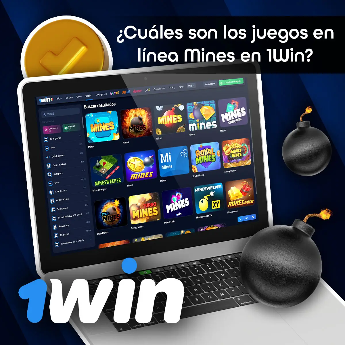 Detalles sobre el juego Mines en la plataforma 1Win.